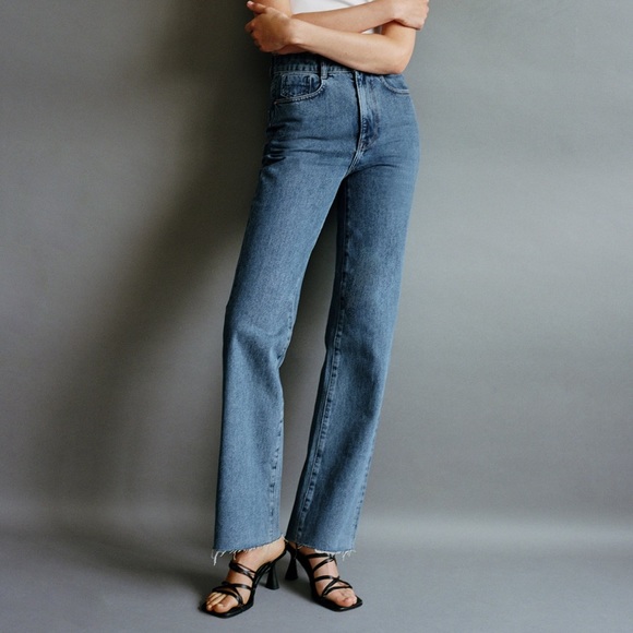 Zara | Jeans | Zara Super High Rise Straigh Leg Jeans Size 6 38 Eur |  Poshmark